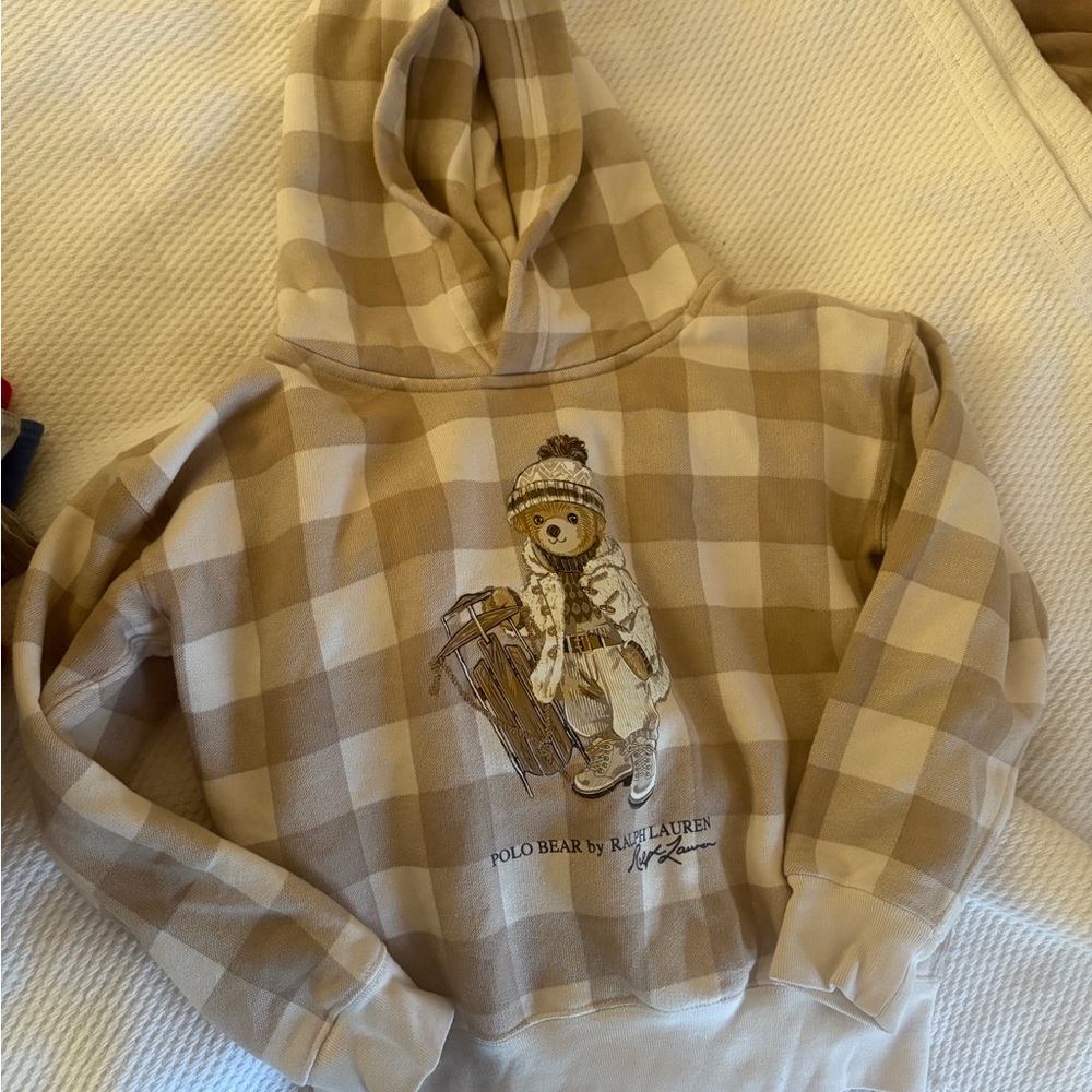 Polo by Ralph Lauren Tan Plaid Bear Hoodie